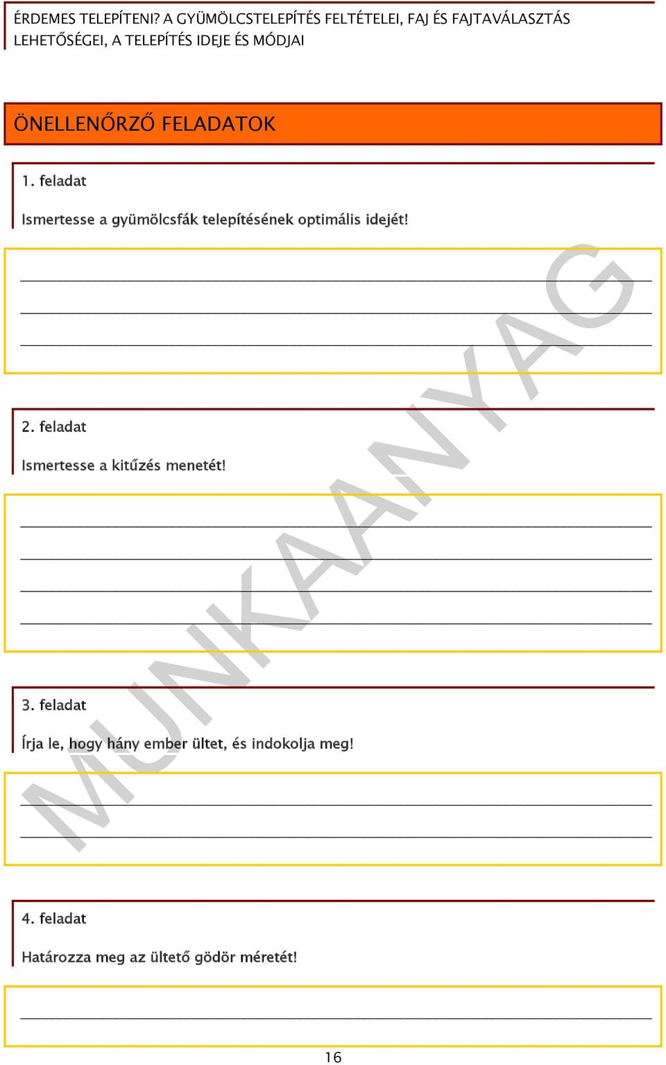 idejét! 2. feladat Ismertesse a kitűzés menetét! 3.