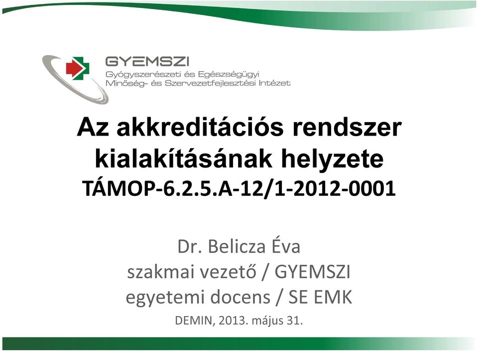 Belicza Éva szakmai vezető / GYEMSZI