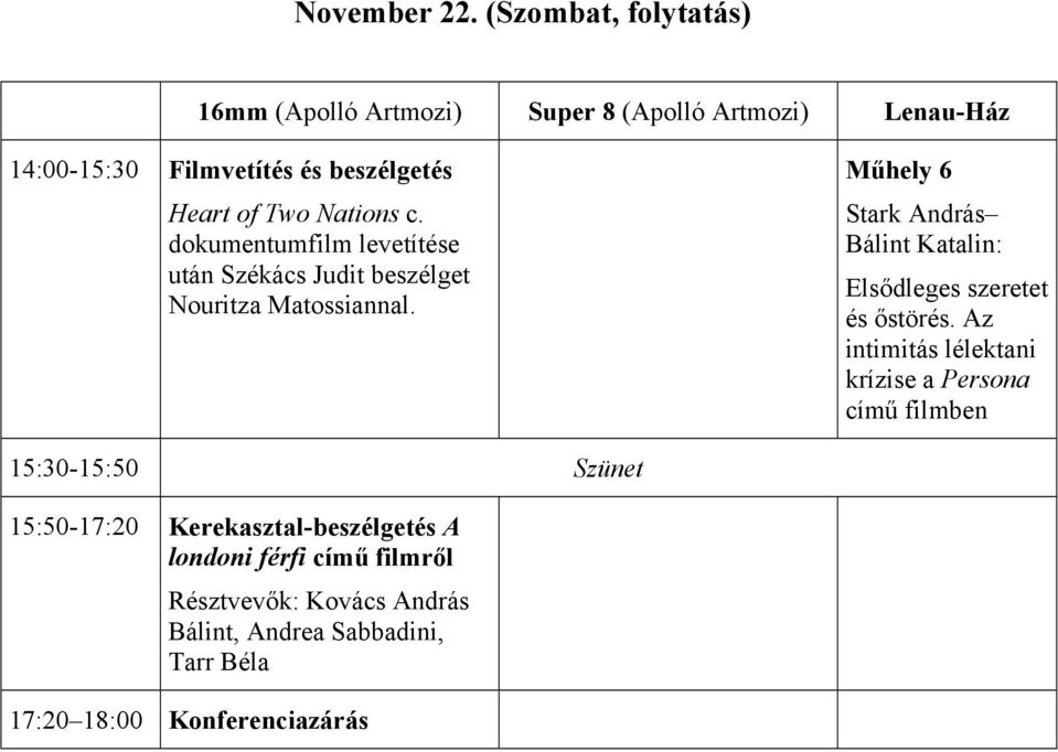 Műhely 6 Stark András Bálint Katalin: Elsődleges szeretet és őstörés.