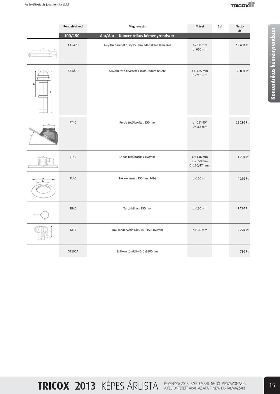 mm 19 450 Ft 30 890 Ft Koncentrikus kéményrendszer FT40 Ferde tet borítás 150mm a= 25-45 D=165 mm 16 230 Ft LT40 Lapos tet borítás 150mm L = 146 mm x = 50 mm D=170/474 mm 4 790