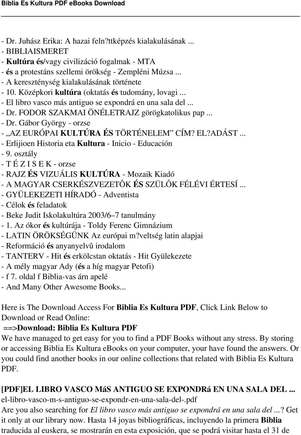 FODOR SZAKMAI ÖNÉLETRAJZ görögkatolikus pap... - Dr. Gábor György - orzse - AZ EURÓPAI KULTÚRA ÉS TÖRTÉNELEM CÍM? EL?ADÁST... - Erlijioen Historia eta Kultura - Inicio - Educación - 9.