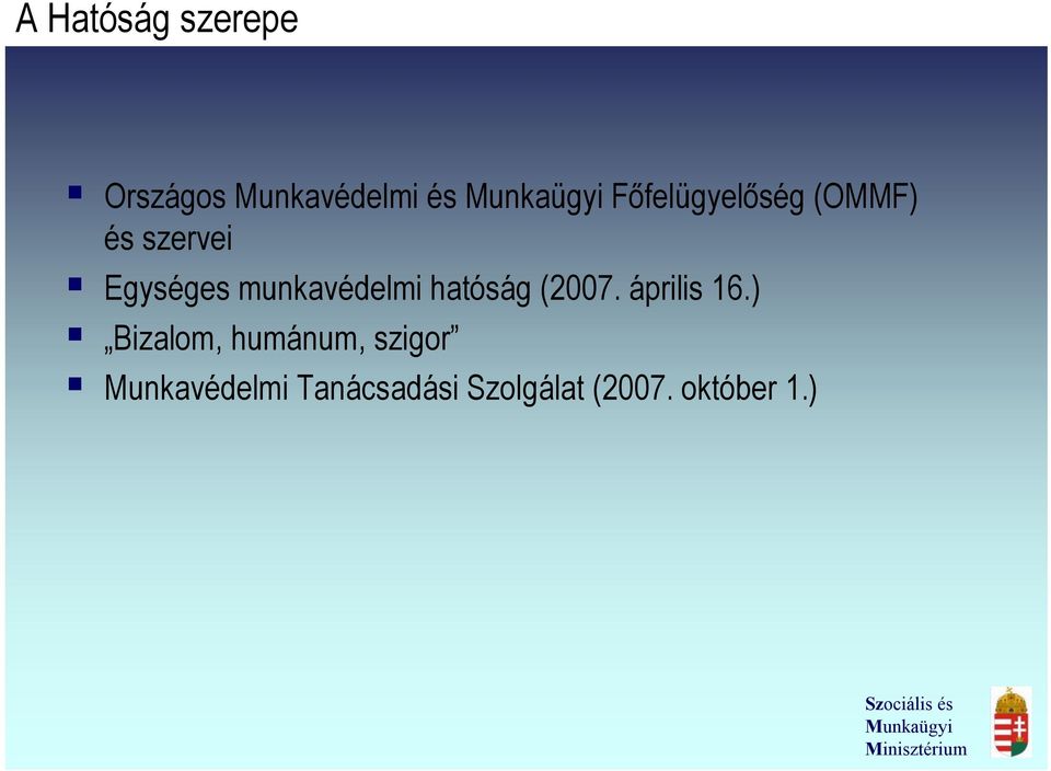 munkavédelmi hatóság (2007. április 16.