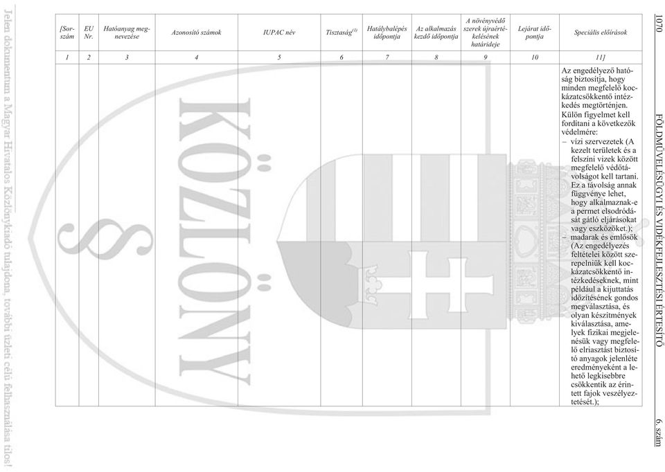elõírások 1 2 3 4 5 6 7 8 9 10 11] Az engedélyezõ hatóság biztosítja, hogy minden megfelelõ kockázatcsökkentõ intézkedés megtörténjen.