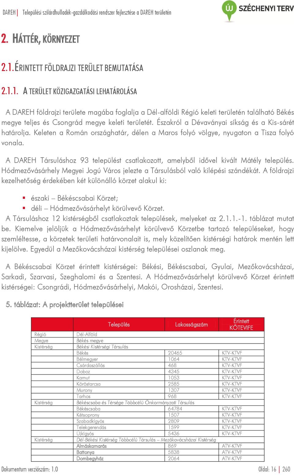1. A TERÜLET KÖZIGAZGATÁSI LEHATÁROLÁSA A DAREH földrajzi területe magába foglalja a Dél-alföldi Régió keleti területén található Békés megye teljes és Csongrád megye keleti területét.