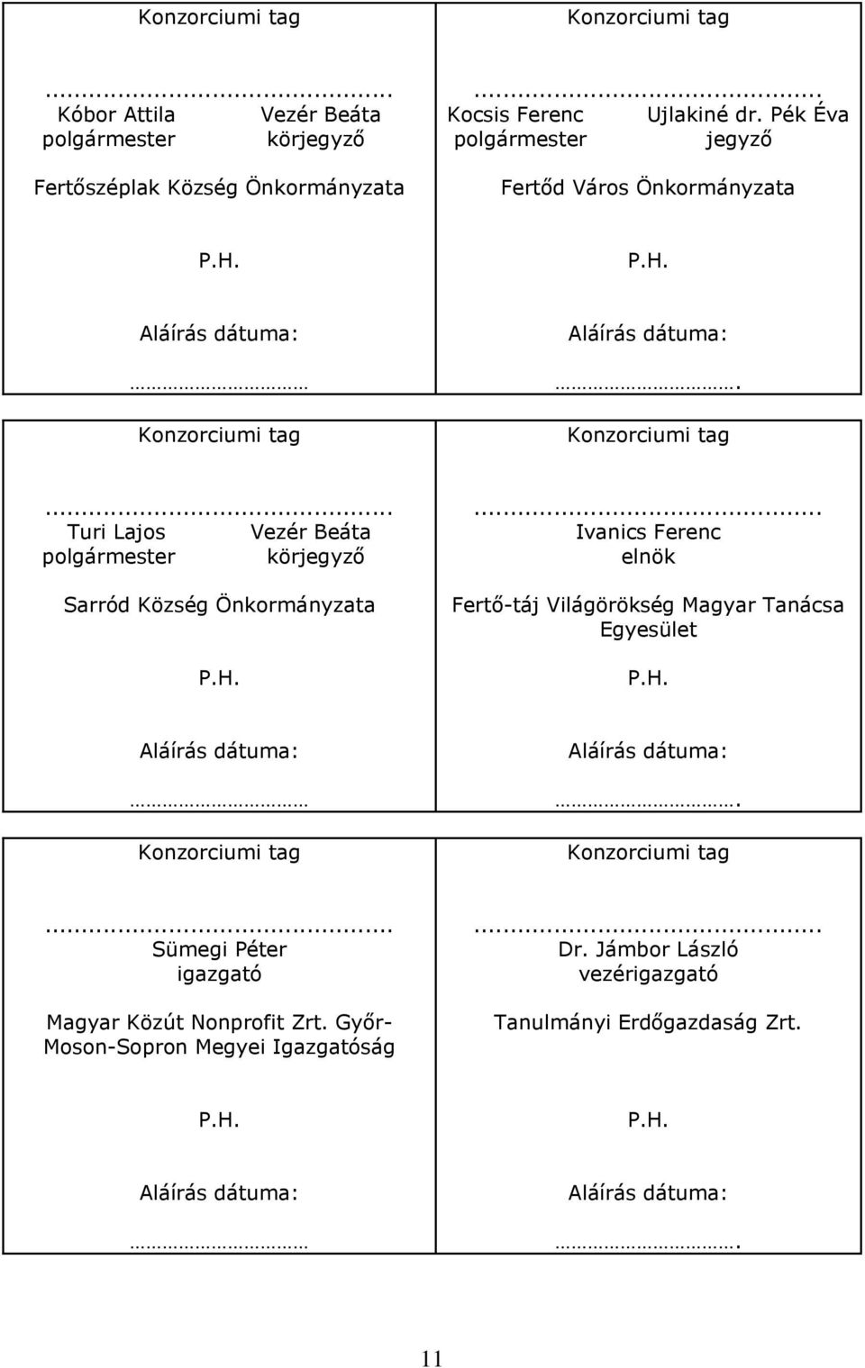 Turi Lajos Vezér Beáta polgármester körjegyző Sarród Község Önkormányzata Ivanics Ferenc elnök Fertő-táj