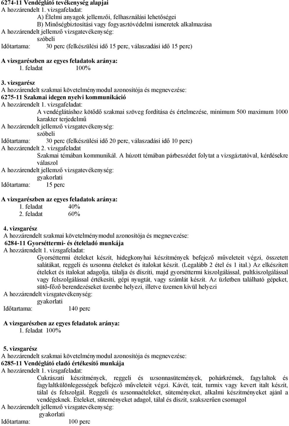 perc (felkészülési idő 15 perc, válaszadási idő 15 perc) vizsgarészben az egyes feladatok aránya: 1. feladat 100% 3.