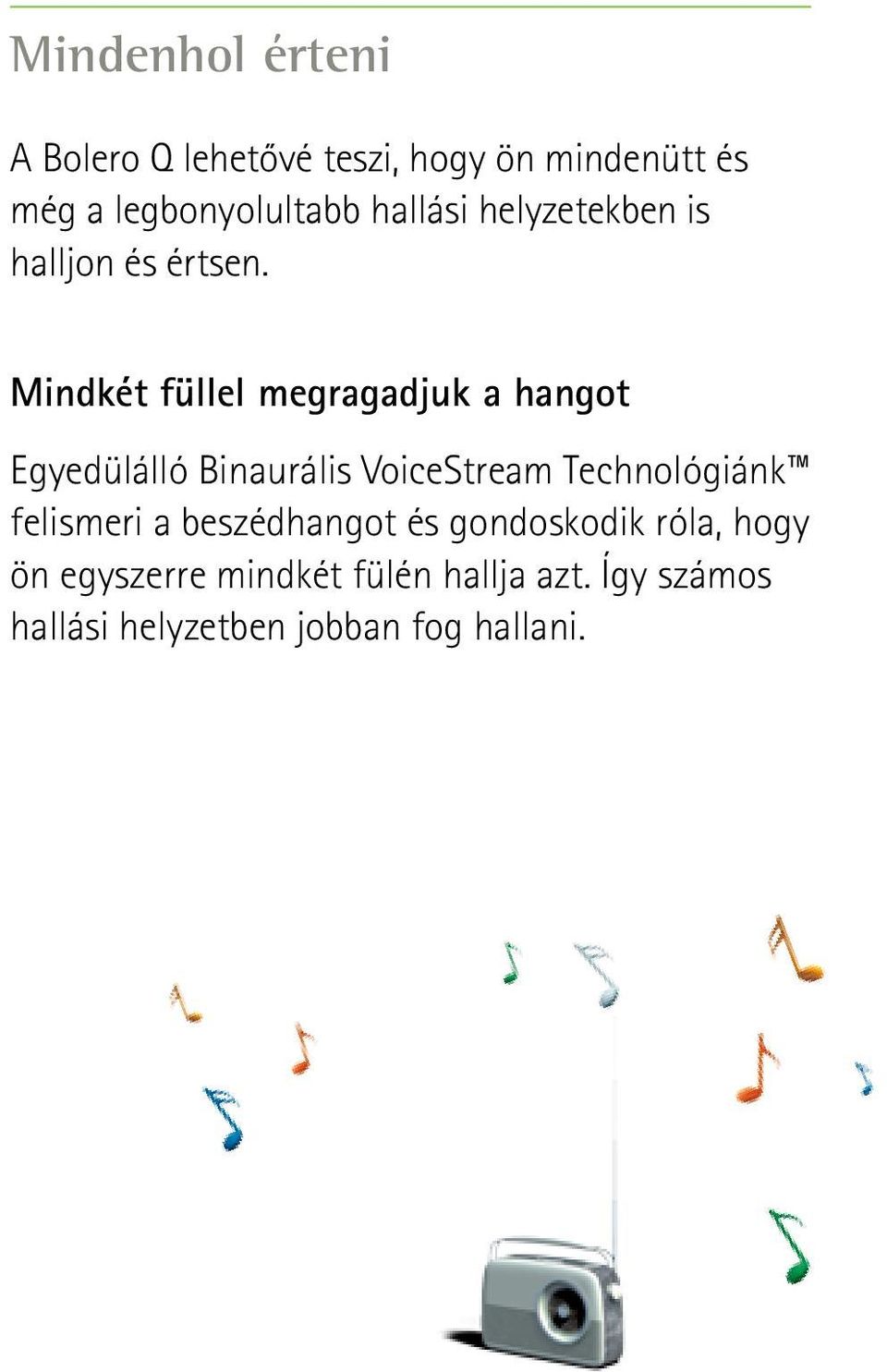 Mindkét füllel megragadjuk a hangot Egyedülálló Binaurális VoiceStream Technológiánk