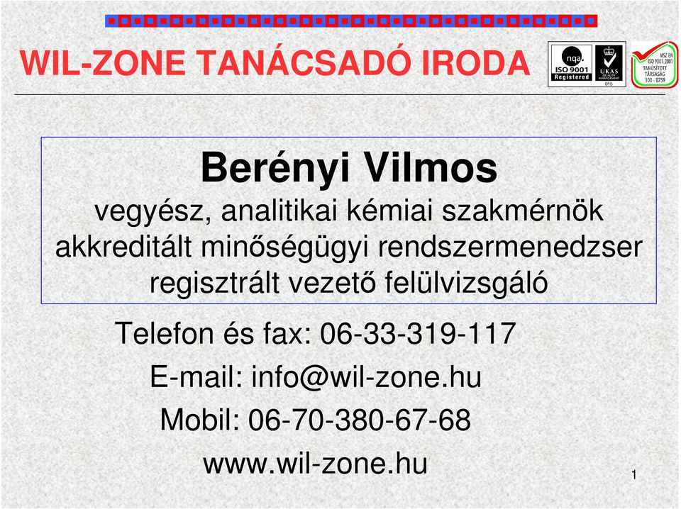 regisztrált vezető felülvizsgáló Telefon és fax: