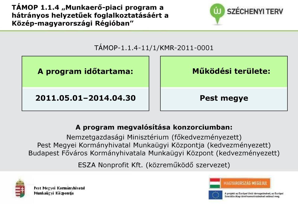 30 Pest megye A program megvalósítása konzorciumban: Nemzetgazdasági Minisztérium (főkedvezményezett) Pest Megyei