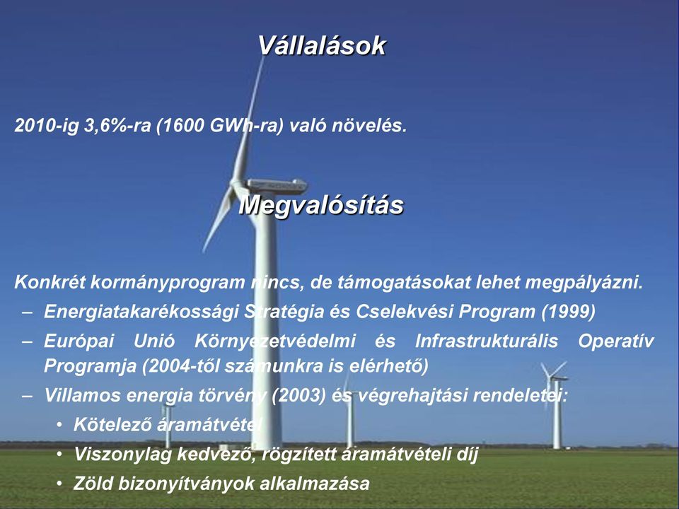 Energiatakarékossági Stratégia és Cselekvési Program (1999) Európai Unió Környezetvédelmi és Infrastrukturális