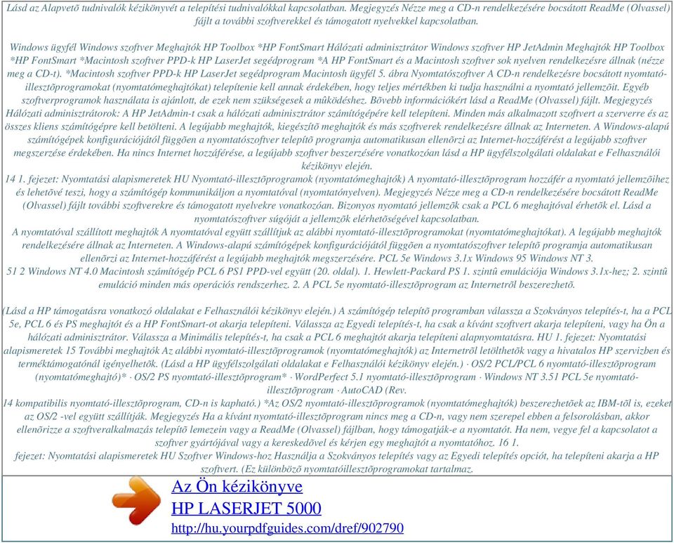 Windows ügyfél Windows szoftver Meghajtók HP Toolbox *HP FontSmart Hálózati adminisztrátor Windows szoftver HP JetAdmin Meghajtók HP Toolbox *HP FontSmart *Macintosh szoftver PPD-k HP LaserJet