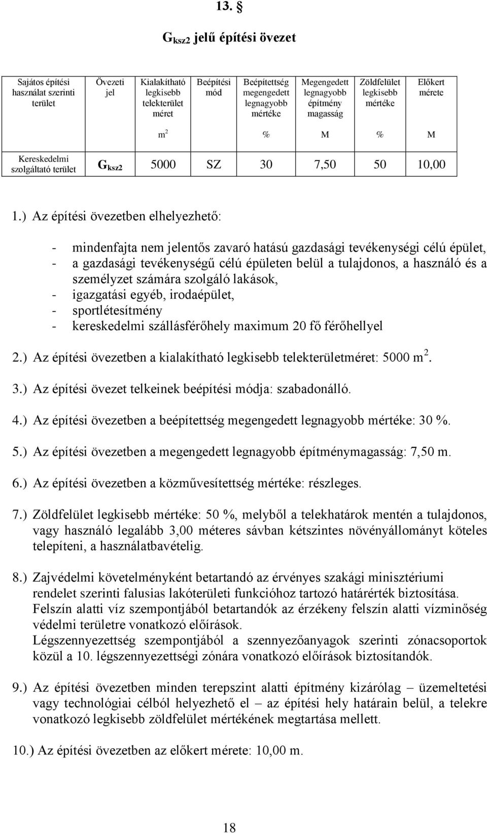 ) Az építési övezetben elhelyezhető: - mindenfajta nem jelentős zavaró hatású gazdasági tevékenységi célú épület, - a gazdasági tevékenységű célú épületen belül a tulajdonos, a használó és a