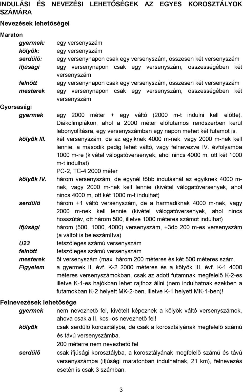 versenyszám, összesen két versenyszám egy versenynapon csak egy versenyszám, összességében két versenyszám egy 2000 méter + egy váltó (2000 m-t indulni kell előtte).