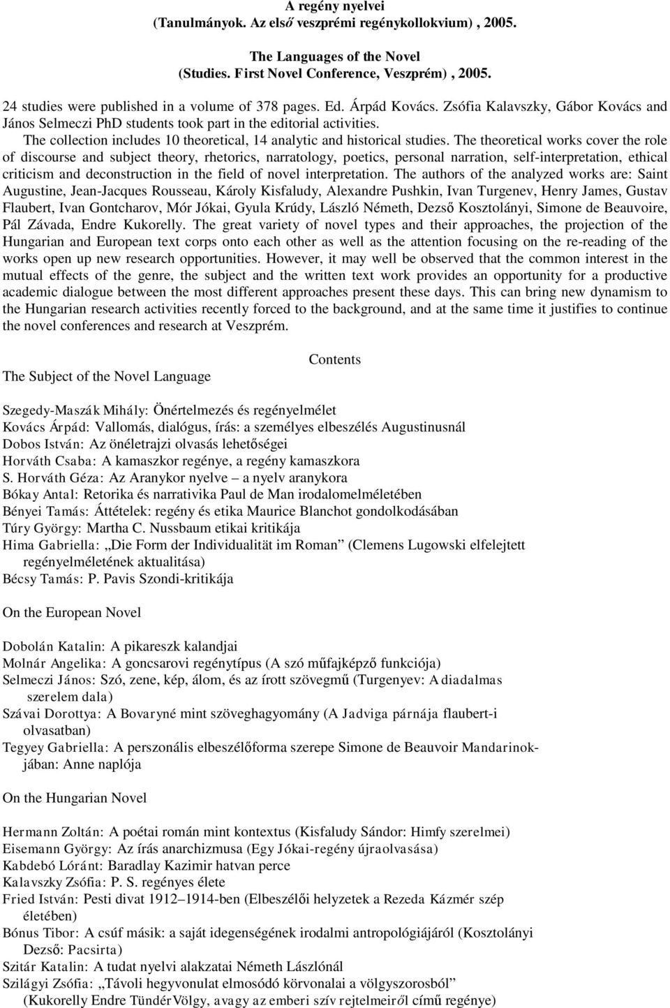 The collection includes 10 theoretical, 14 analytic and historical studies.