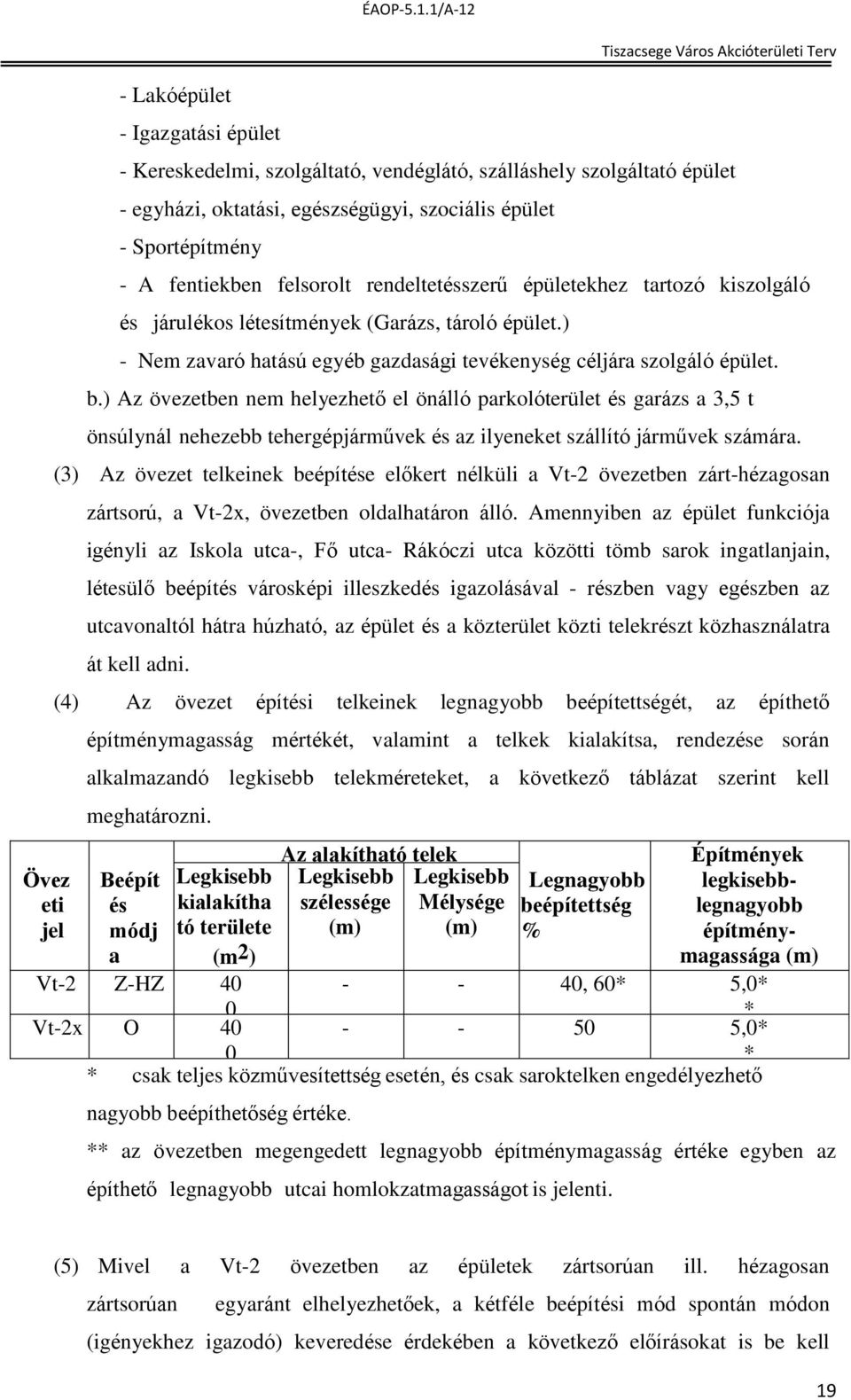 ) Az övezetben nem helyezhető el önálló parkolóterület és garázs a 3,5 t önsúlynál nehezebb tehergépjárművek és az ilyeneket szállító járművek számára.