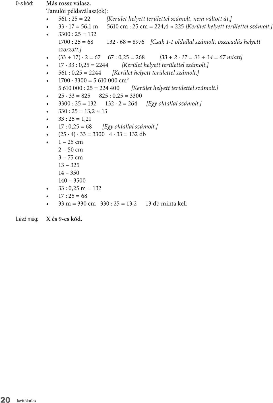 ] (33 + 17) 2 = 67 67 : 0,25 = 268 [33 + 2 17 = 33 + 34 = 67 miatt] 17 33 : 0,25 = 2244 [Kerület helyett területtel számolt.] 561 : 0,25 = 2244 [Kerület helyett területtel számolt.