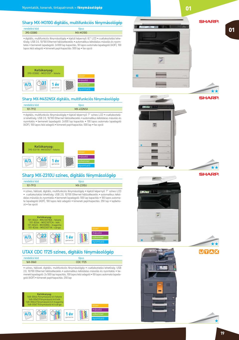 papírkapacitás: 500 lap fax opció 390-03082 - MX312GT - fekete A/3 31 1 év szkenner Sharp MX-M452NSX digitális, multifunkciós fénygép 1-7912 MX-452NSX digitális, multifunkciós fénygép kijelző