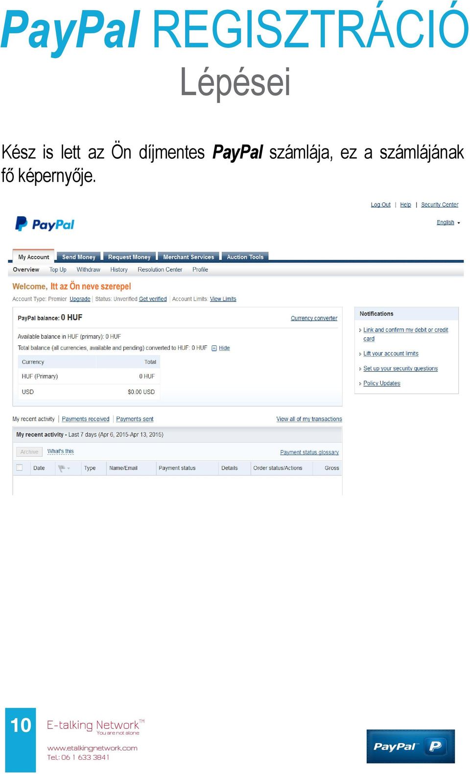 PayPal számlája, ez a