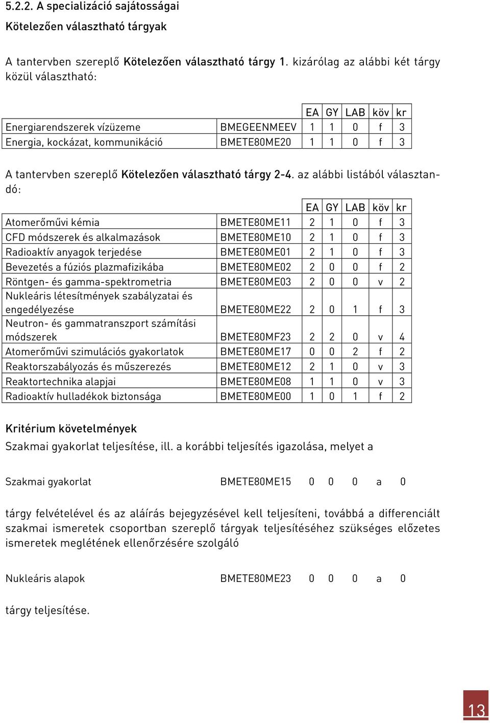 Kötelezően választható tárgy 2-4.