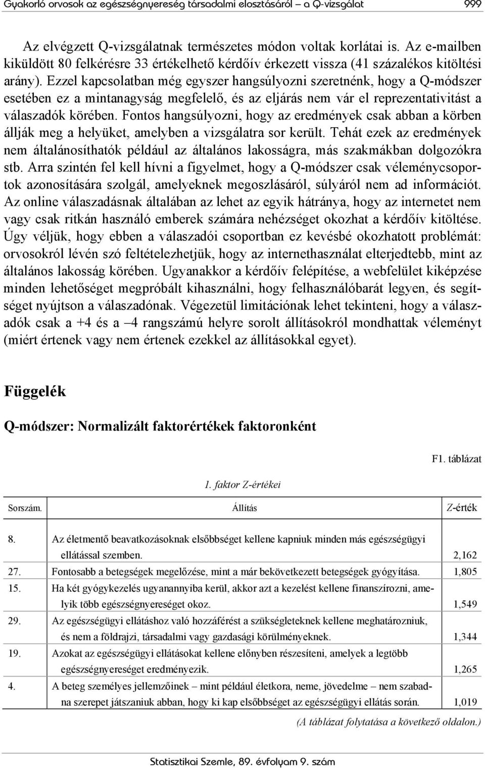 Ezzel kapcsolatban még egyszer hangsúlyozni szeretnénk, hogy a Q-módszer esetében ez a mintanagyság megfelelő, és az eljárás nem vár el reprezentativitást a válaszadók körében.