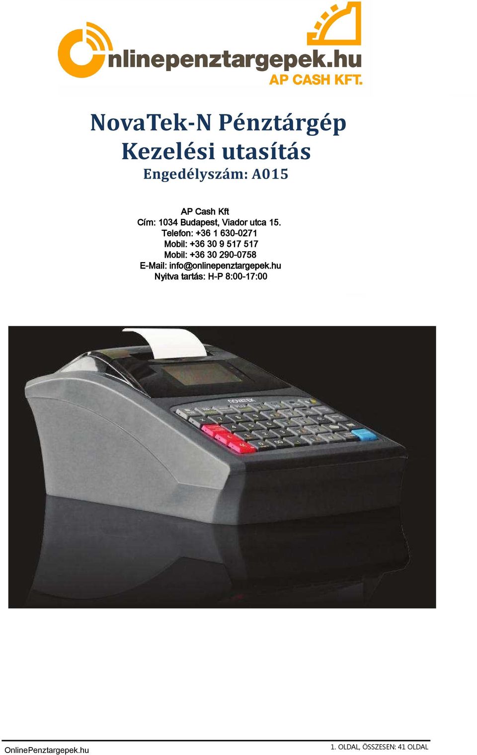 NovaTek-N Pénztárgép Kezelési utasítás Engedélyszám: A015 - PDF Ingyenes  letöltés