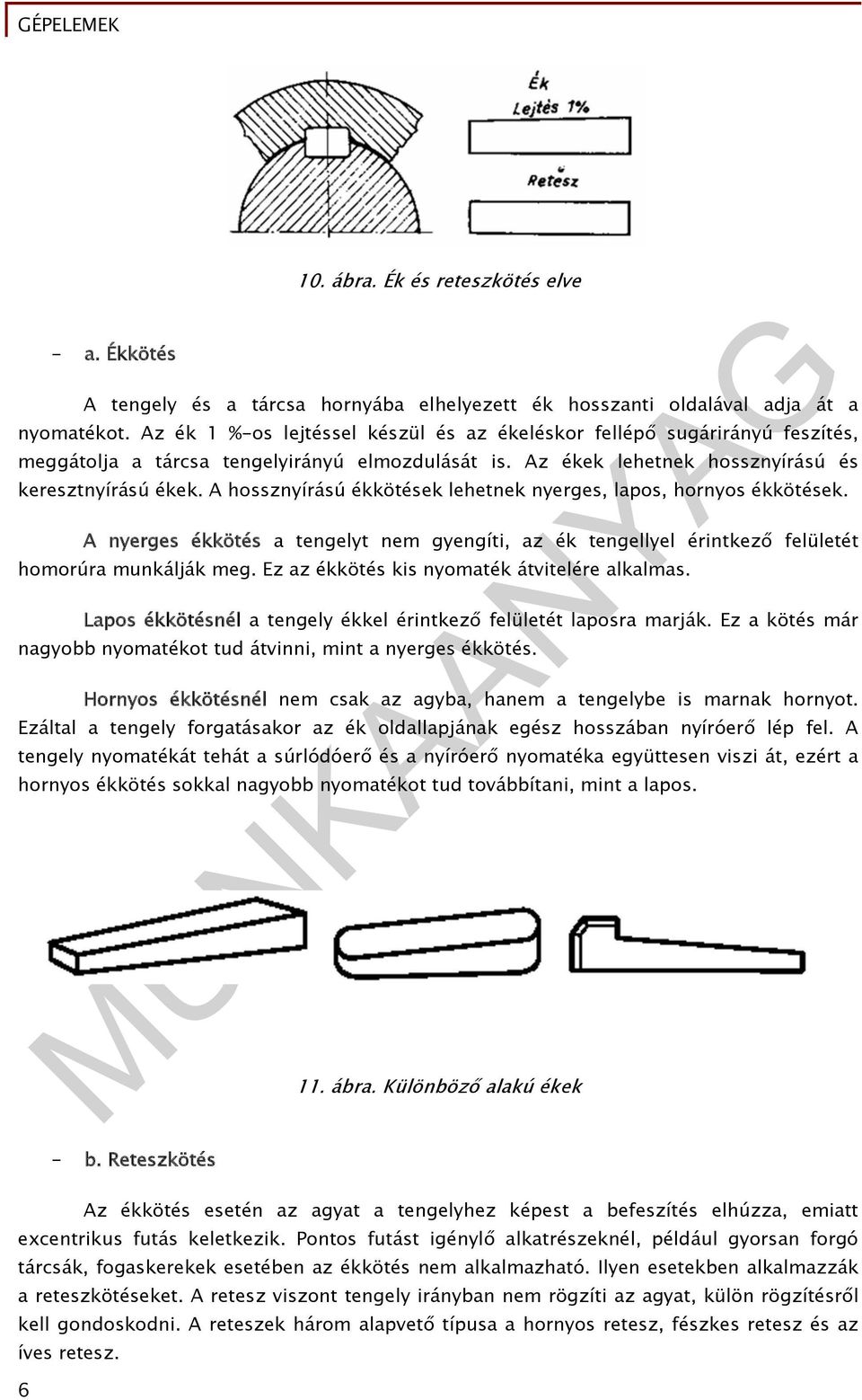 A hossznyírású ékkötések lehetnek nyerges, lapos, hornyos ékkötések. A nyerges ékkötés a tengelyt nem gyengíti, az ék tengellyel érintkező felületét homorúra munkálják meg.