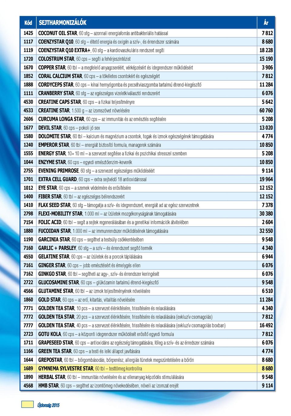 vérképzésért és idegrendszer működésért 3 906 1852 CORAL CALCIUM STAR, 60 cps a tökéletes csontokért és egészségért 7 812 1888 CORDYCEPS STAR, 60 cps kínai hernyógomba és pecsétviaszgomba tartalmú