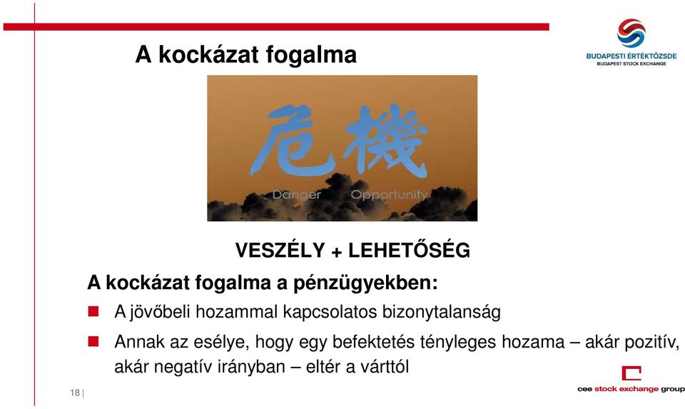 bizonytalanság Annak az esélye, hogy egy befektetés