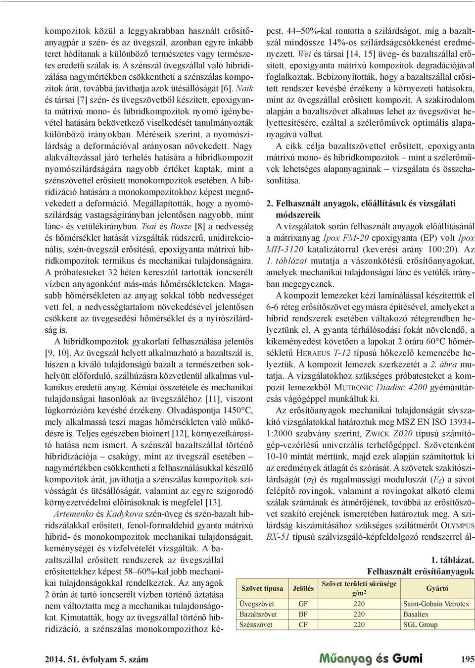 l készített, epoxigyanta mátrixú mono- és hibridkompozitok nyomó igénybevétel hatására bekövetkez! viselkedését tanulmányozták különböz! irányokban.