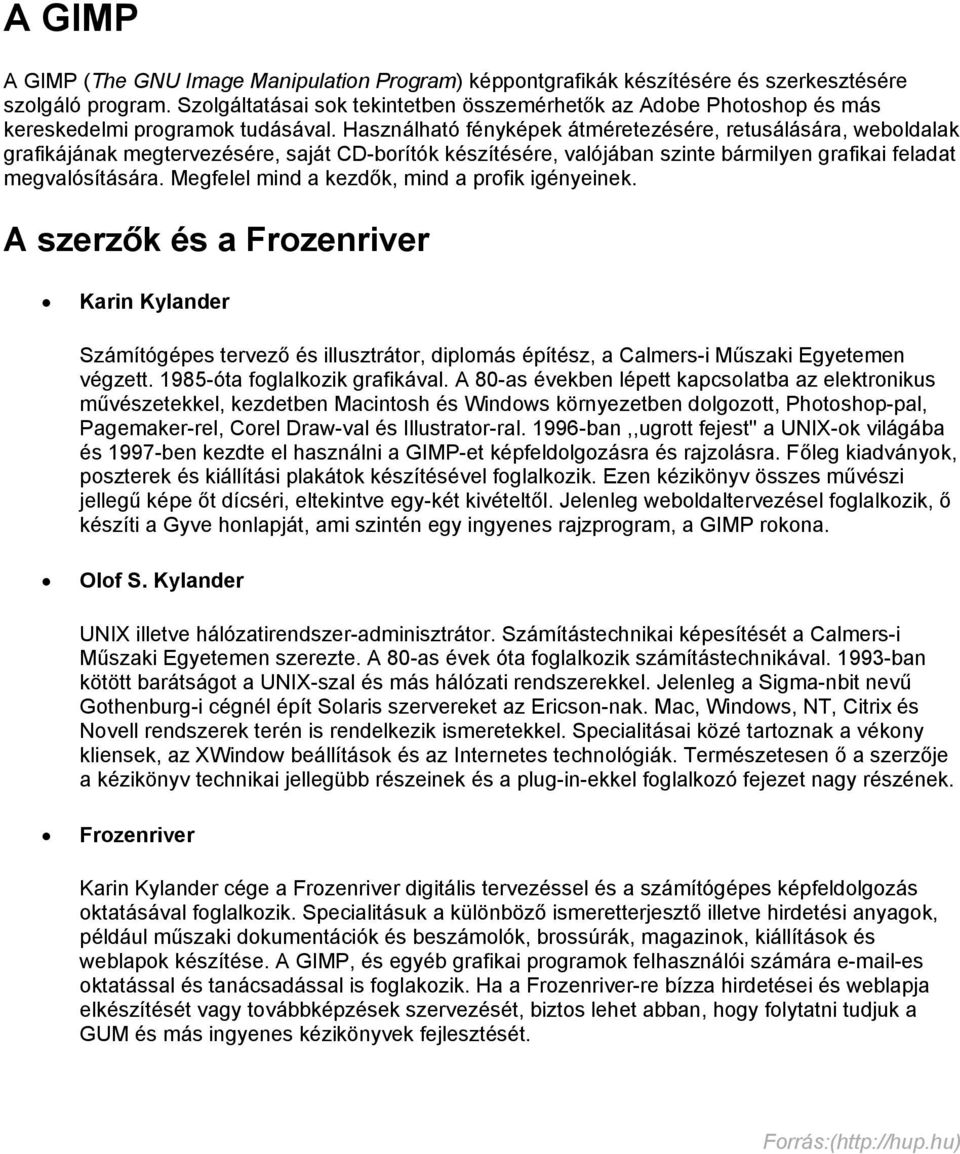 A GIMP. A szerzők és a Frozenriver - PDF Ingyenes letöltés