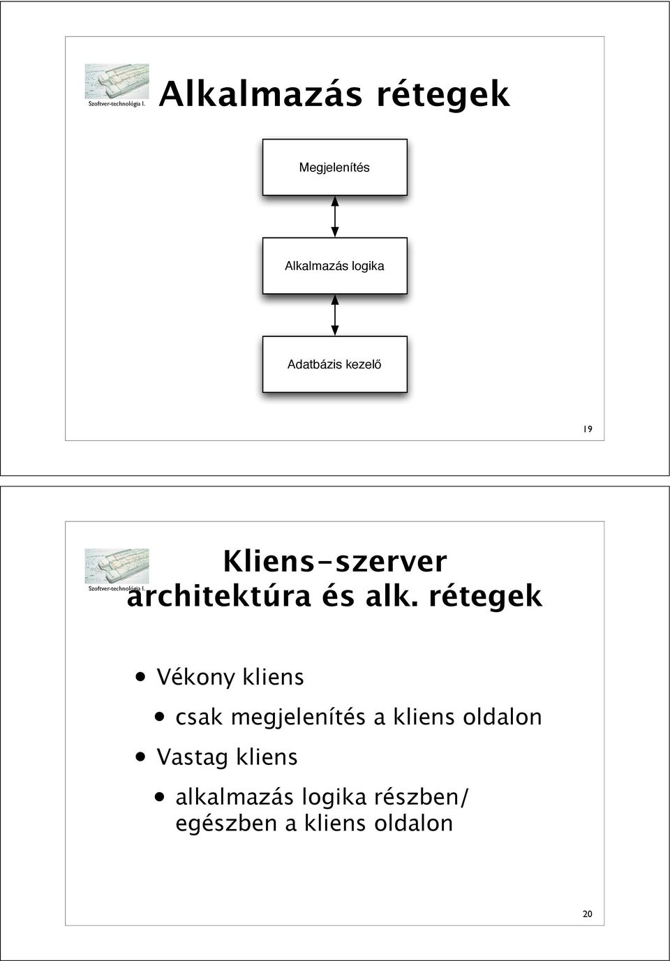 rétegek Vékony kliens csak megjelenítés a kliens oldalon