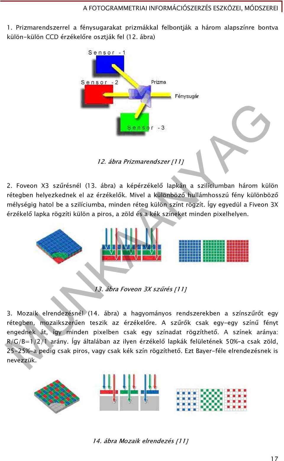 Mivel a különböző hullámhosszú fény különböző mélységig hatol be a szilíciumba, minden réteg külön színt rögzít.
