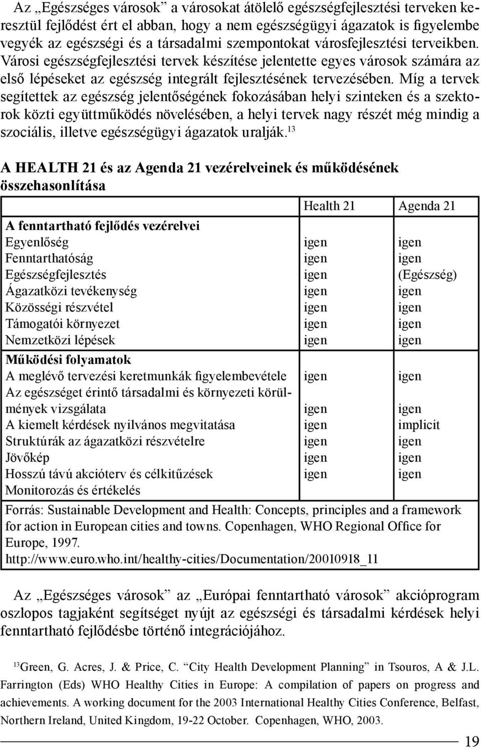Míg a tervek segítettek az egészség jelentőségének fokozásában helyi szinteken és a szektorok közti együttműködés növelésében, a helyi tervek nagy részét még mindig a szociális, illetve egészségügyi
