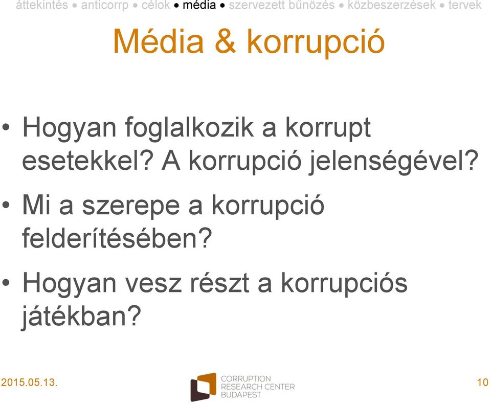 Mi a szerepe a korrupció felderítésében?