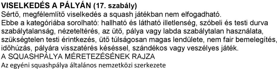 pálya vagy labda szabálytalan használata, szükségtelen testi érintkezés, ütő túlságosan magas lendülete, nem fair bemelegítés,