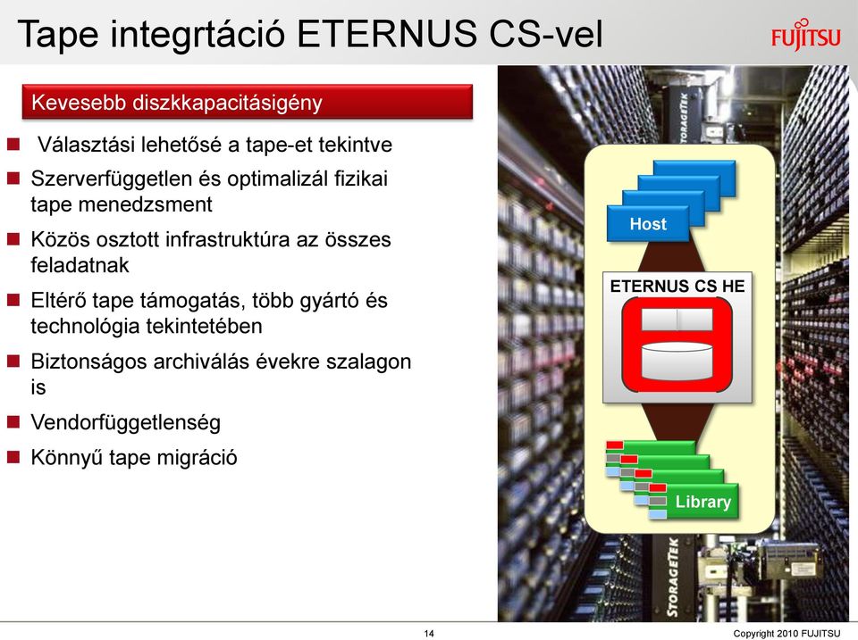 feladatnak Eltérő tape támogatás, több gyártó és technológia tekintetében Biztonságos archiválás