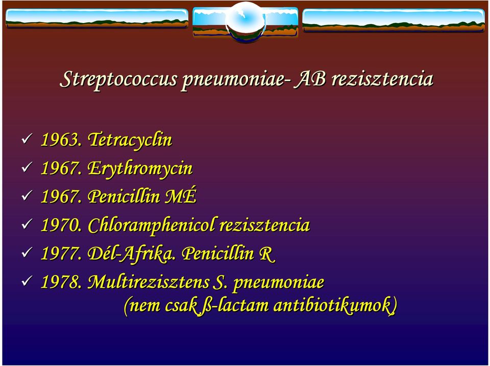 Chloramphenicol rezisztencia 1977. Dél-Afrika.