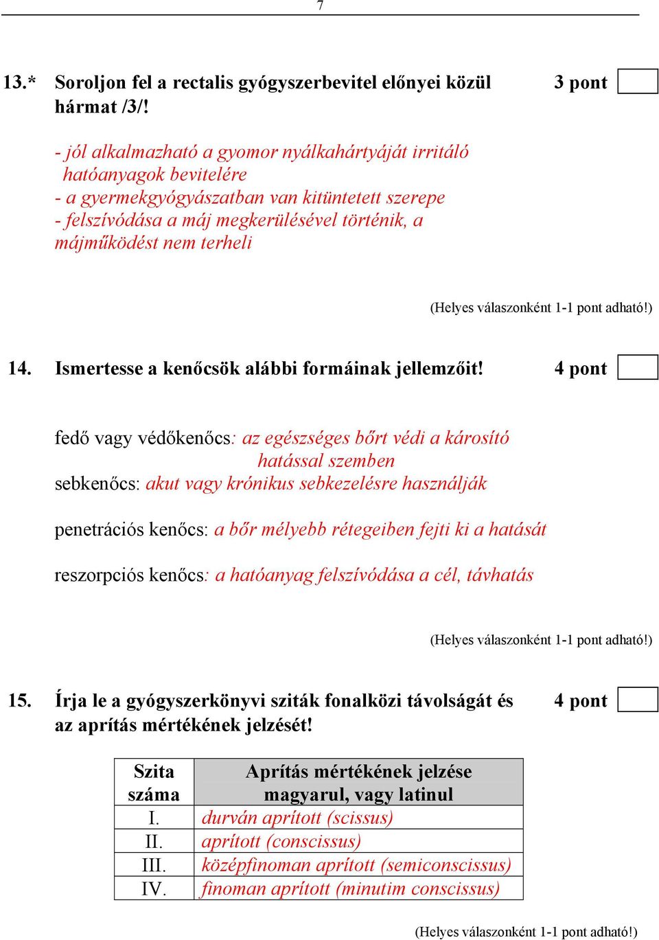 Ismertesse a kenőcsök alábbi formáinak jellemzőit!