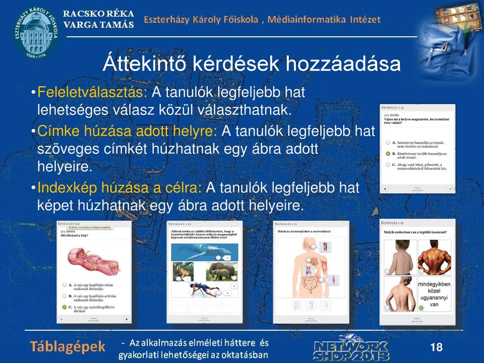 Címke húzása adott helyre: A tanulók legfeljebb hat szöveges címkét
