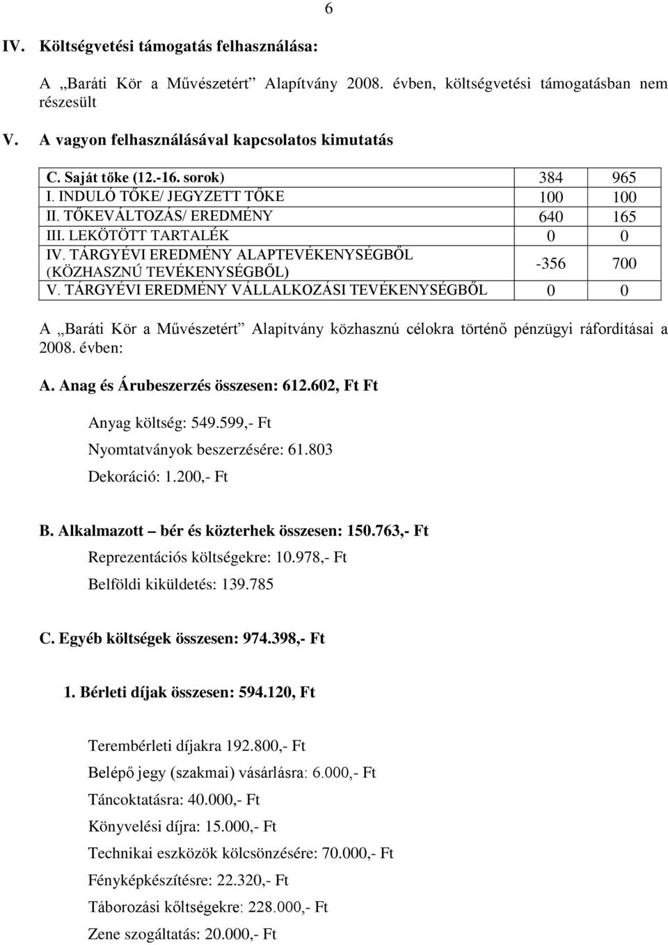 599,- Ft Nyomtatványok beszerzésére: 61.803 Dekoráció: 1.200,- Ft B. Alkalmazott bér és közterhek összesen: 150.763,- Ft Reprezentációs költségekre: 10.978,- Ft Belföldi kiküldetés: 139.785 C.