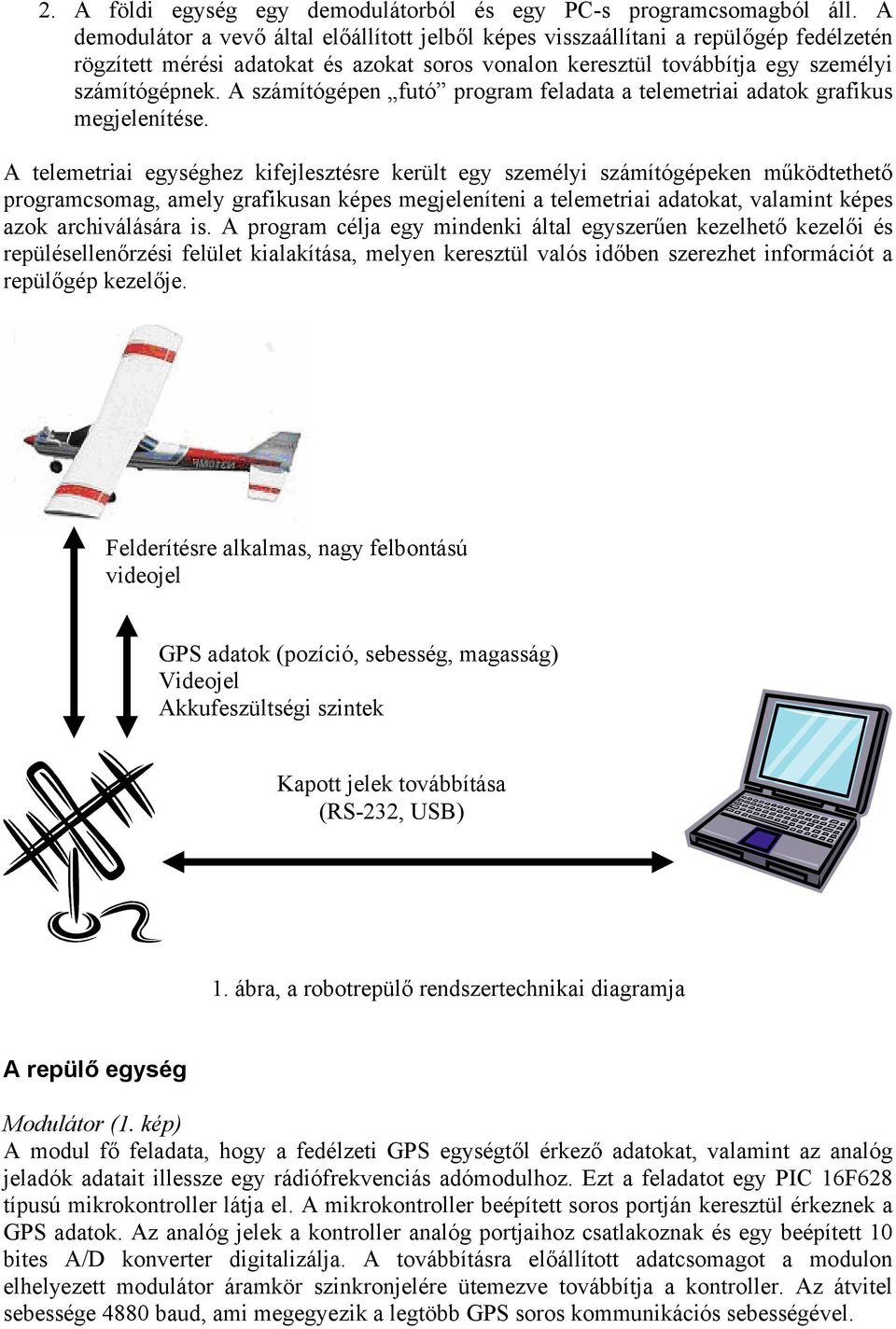 A számítógépen futó program feladata a telemetriai adatok grafikus megjelenítése.