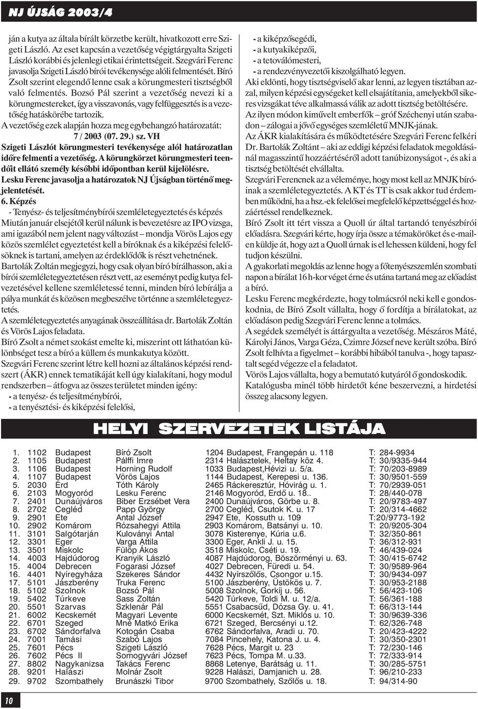 Bozsó Pál szerint a vezetõség nevezi ki a körungmestereket, így a visszavonás, vagy felfüggesztés is a vezetõség hatáskörébe tartozik.