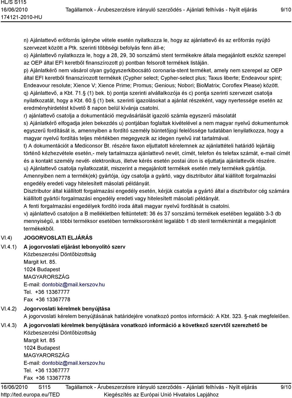pontban felsorolt termékek listáján.