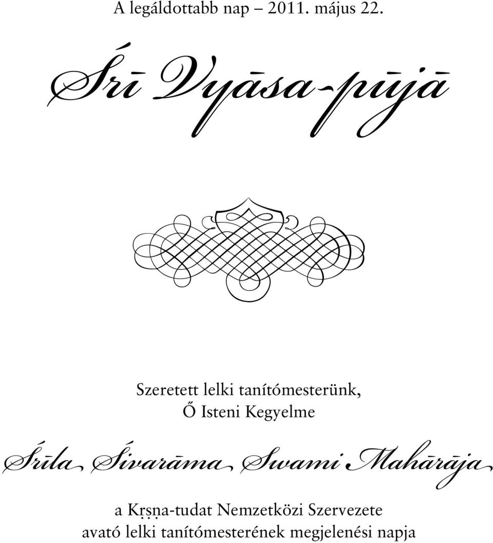 Isteni Kegyelme ¼r lh ¼ivar mh Swami Mah r jh a K