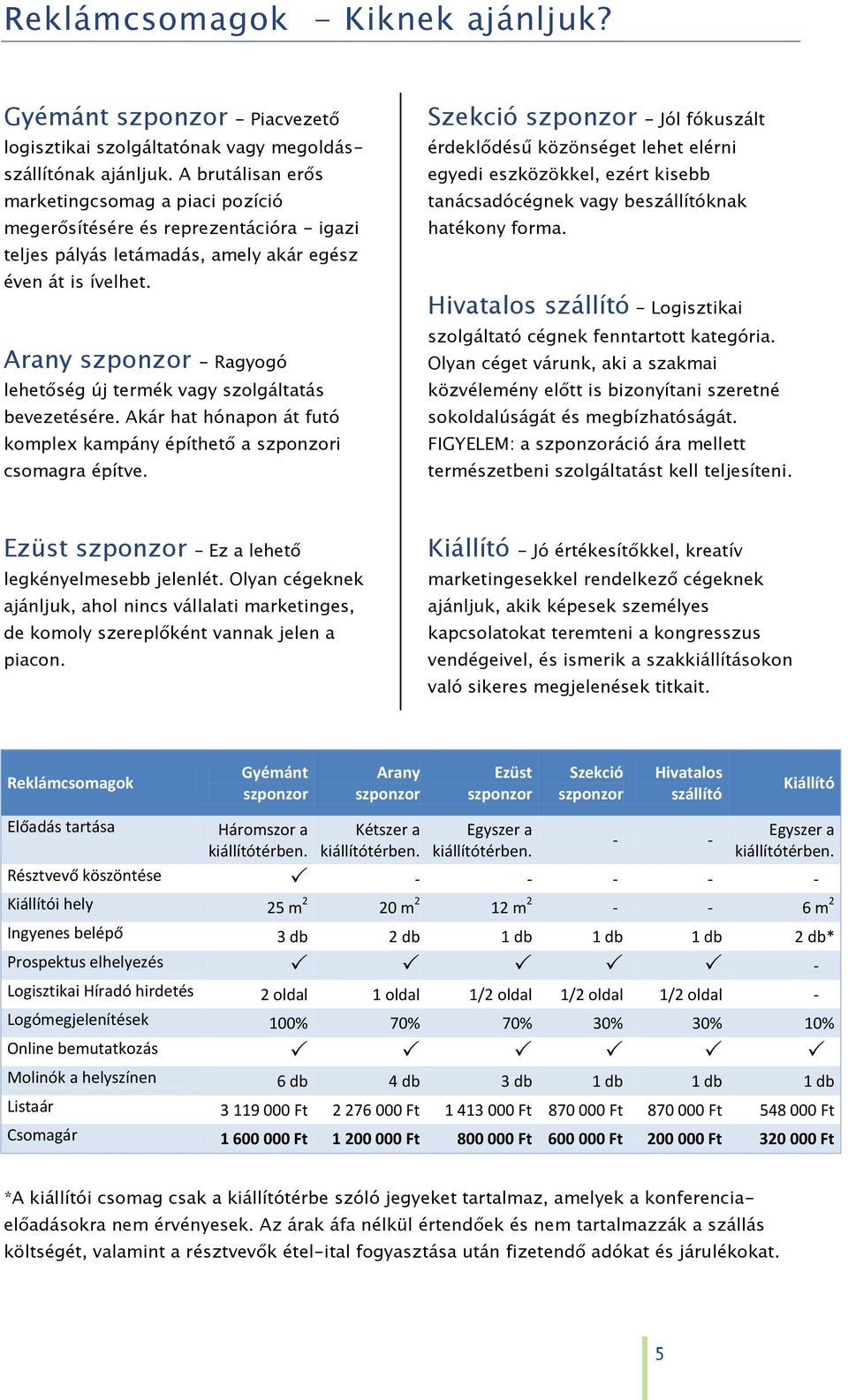 Arany szponzor - Ragyogó lehetőség új termék vagy szolgáltatás bevezetésére. Akár hat hónapon át futó komplex kampány építhető a szponzori csomagra építve.