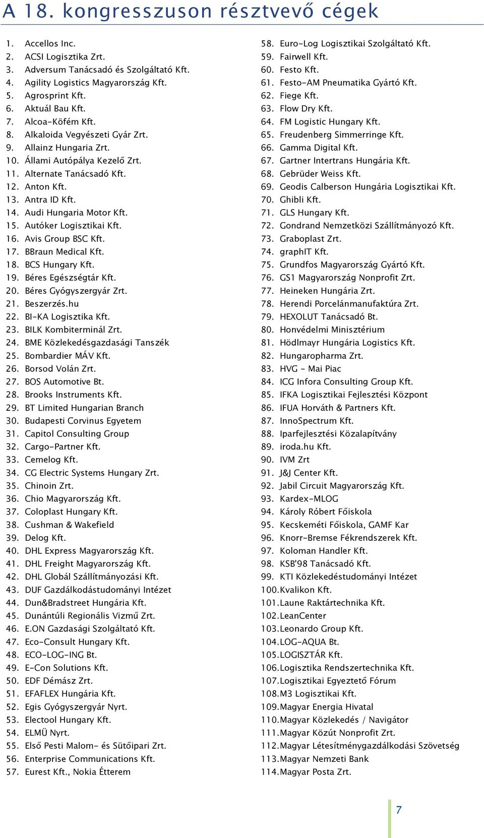15. Autóker Logisztikai Kft. 16. Avis Group BSC Kft. 17. BBraun Medical Kft. 18. BCS Hungary Kft. 19. Béres Egészségtár Kft. 20. Béres Gyógyszergyár Zrt. 21. Beszerzés.hu 22. BI-KA Logisztika Kft. 23.