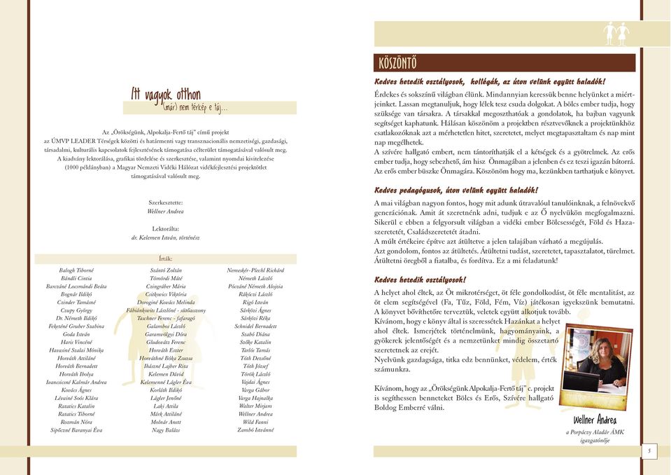A kiadvány lektorálása, grafikai tördelése és szerkesztése, valamint nyomdai kivitelezése (1000 példányban) a Magyar Nemzeti Vidéki Hálózat vidékfejlesztési projektötlet támogatásával valósult meg.