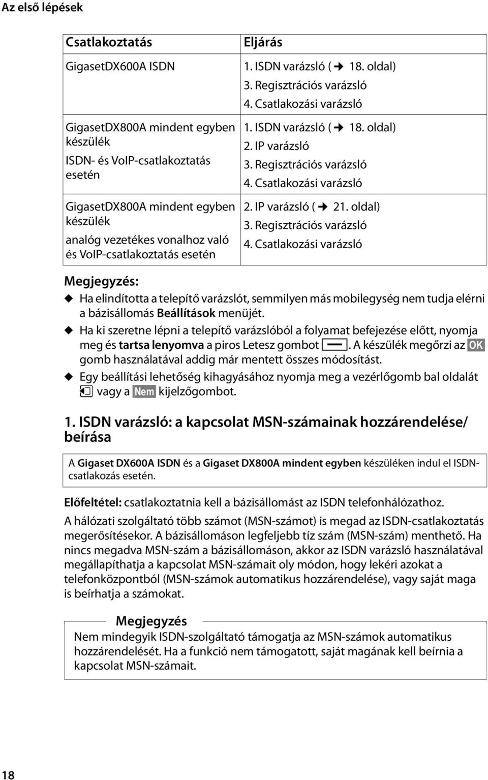 IP varázsló ( 21. oldal) 3. Regisztrációs varázsló 4.