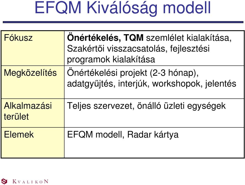 programok kialakítása Önértékelési projekt (2-3 hónap), adatgyűjtés, interjúk,