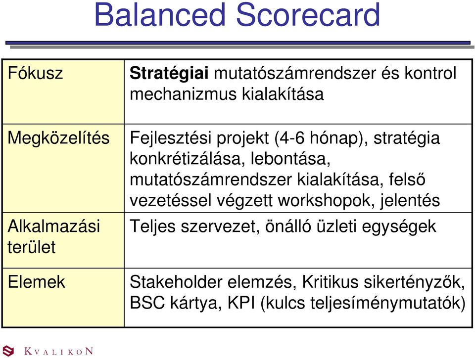 mutatószámrendszer kialakítása, felső vezetéssel végzett workshopok, jelentés Teljes szervezet,